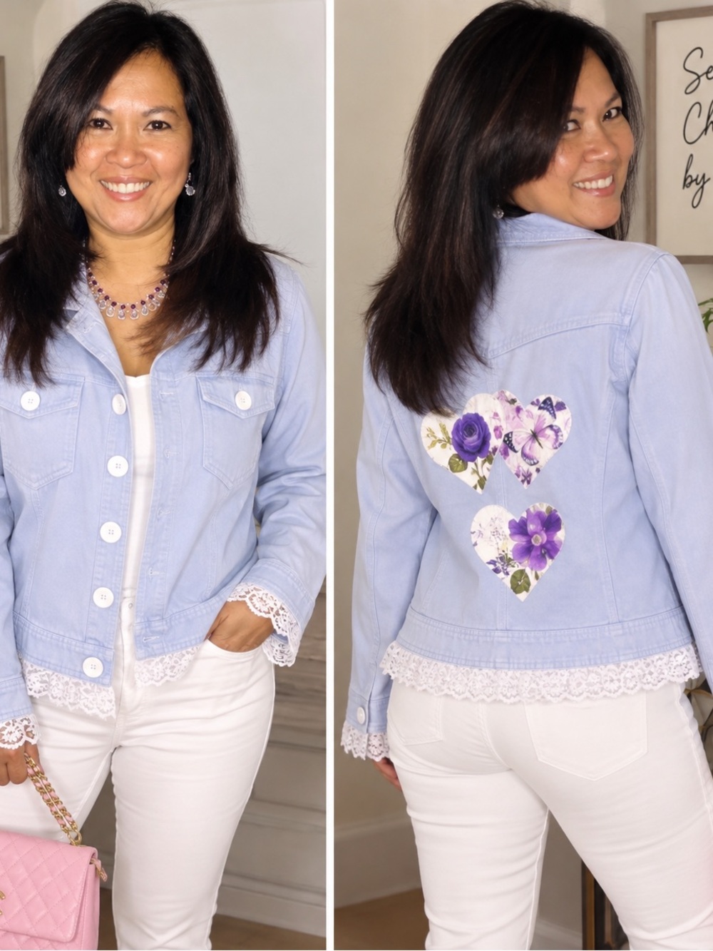 Second Chance by Aloha Refashioned Floral Heart Lace Jacket